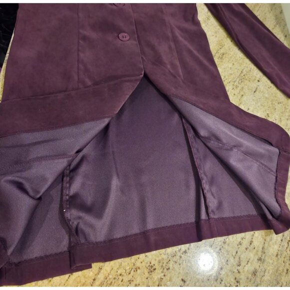 Michael Taylor Sz 10 Wine  2 Piece Sleeveless Sheath Long Blazer Dress Set Mini - Picture 14 of 16